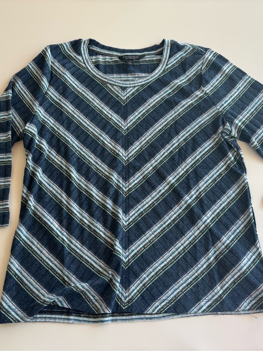 Liverpool Women’s L Blue V  Verticals Striped Shirt